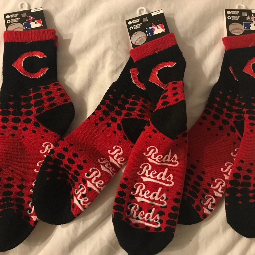 lot 5 pair chicago reds baseball gripper socks